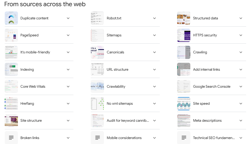 list of technical seo